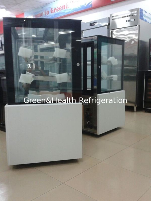 3 ° C - 6 ° C / Chiller ปรับแต่งเค้กแสดงสีช่องแช่แข็งสำหรับซุปเปอร์มาร์เก็ต
