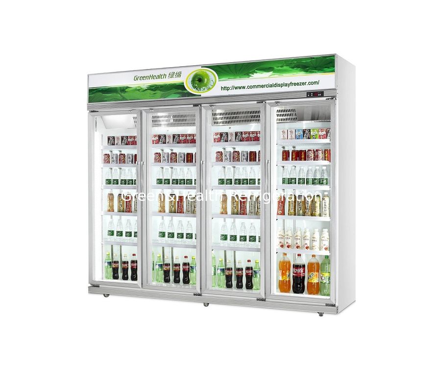 เครื่องเย็นเครื่องดื่มพาณิชย์ขนาด 480L พร้อมเครื่องดันฟอสซ์ และตู้เย็นประตูแก้วที่ควบคุมอุณหภูมิ 0-10 °C