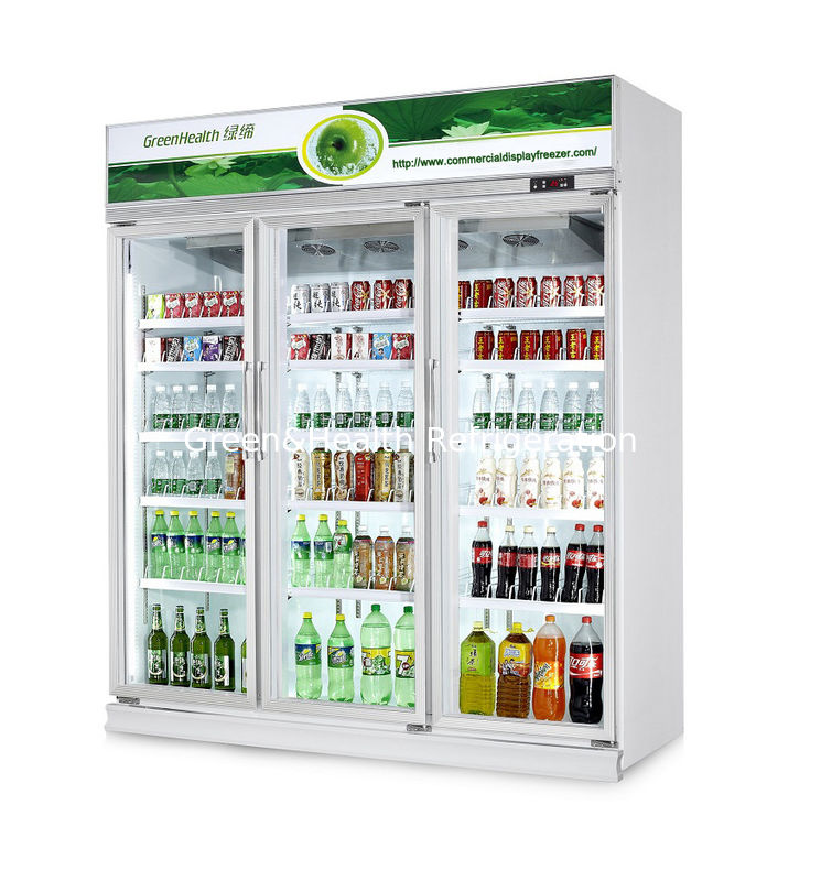 เครื่องเย็นเครื่องดื่มพาณิชย์ขนาด 480L พร้อมเครื่องดันฟอสซ์ และตู้เย็นประตูแก้วที่ควบคุมอุณหภูมิ 0-10 °C