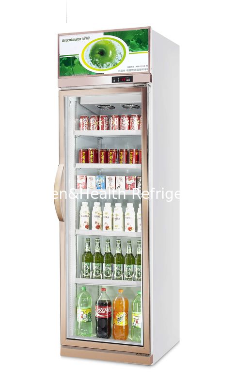 เครื่องเย็นเครื่องดื่มพาณิชย์ขนาด 480L พร้อมเครื่องดันฟอสซ์ และตู้เย็นประตูแก้วที่ควบคุมอุณหภูมิ 0-10 °C