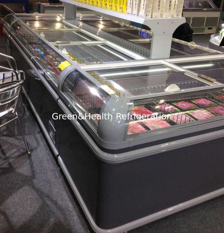 ตู้แช่แข็งจอแสดงผลเชิงพาณิชย์ขนาด 1.9 ม. พร้อมไฟ LED และสารทำความเย็น R404a ตู้แช่แข็งหน้าอก 2100x890x890 มม.