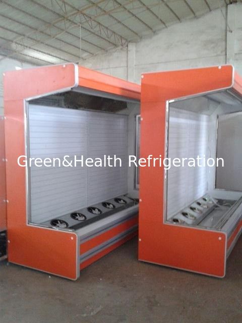 Multideck Open Chiller ผลไม้และผักระบบระบายความร้อนระยะไกลสีส้ม 3M