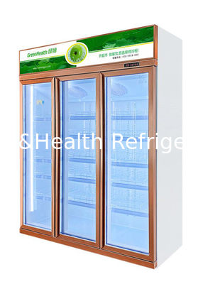 ตู้แช่เครื่องดื่มเชิงพาณิชย์สุดหรูตู้โชว์กระจกตั้งตรงตู้เย็นชั้นวางปรับได้