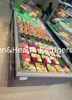 ผักผลไม้เปิดตู้แช่เย็นสแตนเลสซูเปอร์มาร์เก็ตเกาะตู้แช่แข็ง