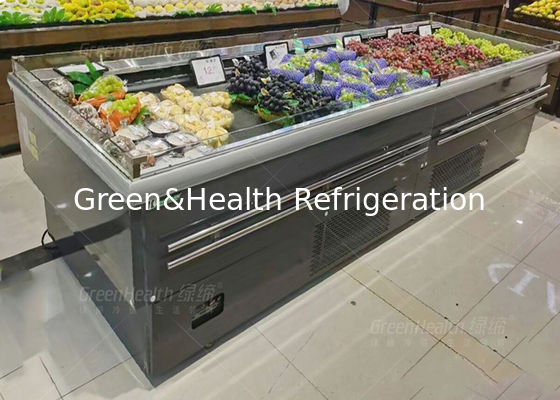 โรงงานซัพพลายร้านขายผลไม้เปิดจอแสดงผลประเภทเกาะคูลเลอร์สำหรับใช้ในเชิงพาณิชย์