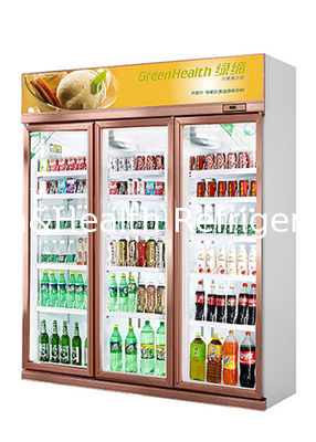 ตู้แช่เครื่องดื่มซูเปอร์มาร์เก็ตพร้อมประตูกระจกสะท้อนกลับได้เอง