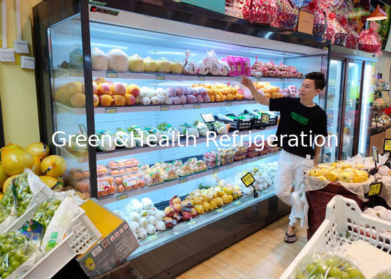 ตู้แช่จอแสดงผลเชิงพาณิชย์เสียงรบกวนต่ำ 3600W Multideck เปิดเครื่องดื่มตู้เย็นแสดงนมสำหรับร้านค้า