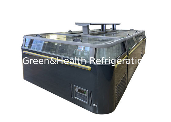 -18~-22℃ ตู้แช่แข็งเกาะซูเปอร์มาร์เก็ตเชิงพาณิชย์ประตูกระจกบานเลื่อนตู้แช่แข็งรวมเกาะแช่แข็ง