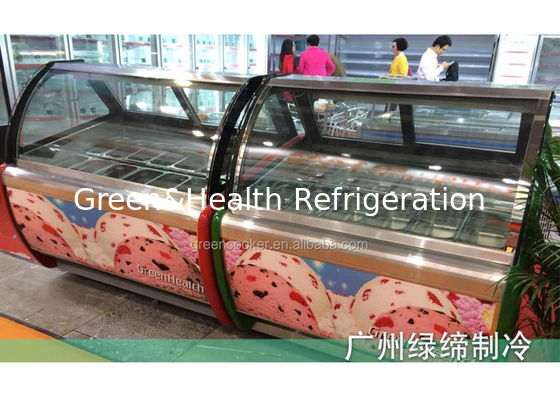 1880W 20 Pans Ice Cream Display Freezer Ice Popsicle ตู้เย็น Chest Showcase