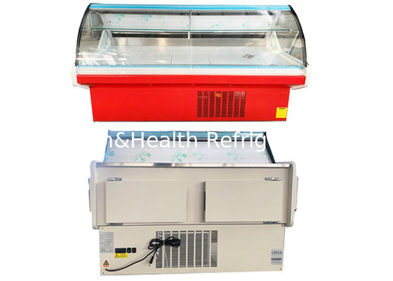 R404a 2M Deli Display ตู้เย็น ตู้โชว์เนื้อกระจกโค้ง