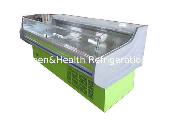 ปลา เนื้ออาหารทะเล โต๊ะแสดงสินค้า ตู้เย็น โต๊ะแสดงสินค้า สําหรับร้านซุปเปอร์มาร์เก็ต เครื่องเย็นแนวราบ