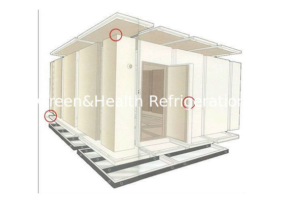 คลังสินค้าเดินในห้องเก็บของเย็น อาหารทะเล อาหารแกะ อาหารไก่ เครื่องเย็น