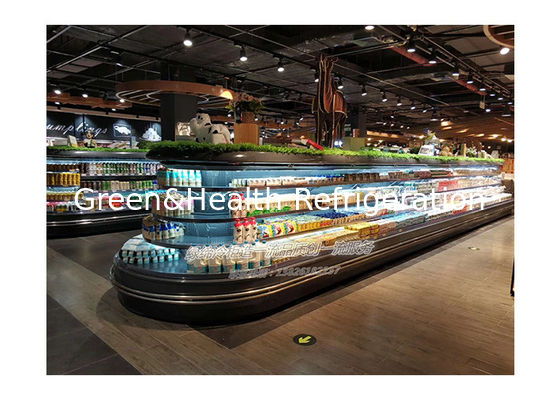 ร้านค้าหลายชั้น เกาะกลม เปิดตู้เย็นตู้เย็นสําหรับร้านซุปเปอร์มาร์เก็ต