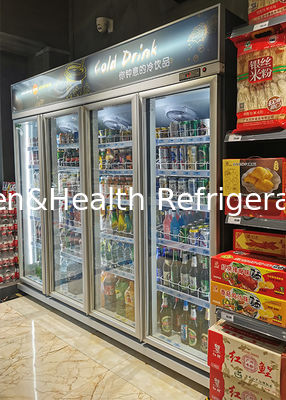ตู้เย็นกระจกจอตั้งสองประตูสําหรับตลาดขนาดเล็ก