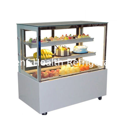 LED Light bakery cabinet Cake Display Chiller พร้อมล้อเคลื่อนที่ง่าย