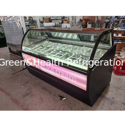 ตู้โชว์ไอศกรีมแช่แข็ง Green Health 12 Pan สำหรับร้านขายขนม CE Rohs