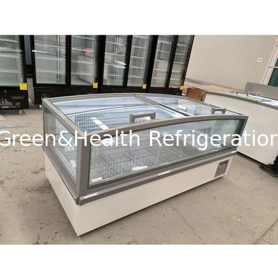 ตู้แสดงภาพกระจกหน้าต่างขนาดใหญ่ ตู้เย็นเกาะซุปเปอร์มาร์เก็ต