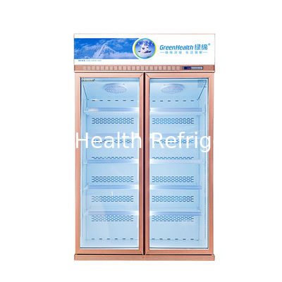 ตู้โชว์เครื่องดื่ม 2 ประตูกระจกเคลื่อนย้ายได้พร้อมระบบทำความร้อนฟิวส์ละลายน้ำแข็งตู้โชว์ตู้แช่แข็งตั้งตรง