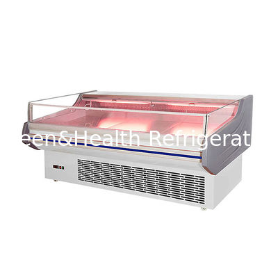 LED Light Top Open Meat Display Freezer พร้อมสแตนเลสภายใน