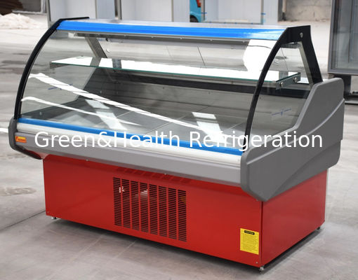 กระจกโค้ง Deli Meat Display ตู้เย็น ตู้บริการเนื้อแดง