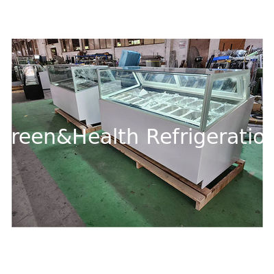 กระจกโค้ง/มุมขวา สแตนเลส ไอศกรีม แสดง ตู้เย็น