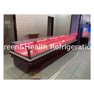 2.5 เมตร สีเทาเข้ม ขนาดขวาง สไตล์ยุโรป ผืนจานเก็บเนื้อสด ซุปเปอร์มาร์เก็ต เครื่องเย็นเนื้อสด