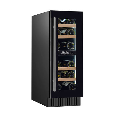 68 Bottles Capacity Dual Temperature Zones Wood Shelving Material Wine Display Cooler อุปกรณ์ที่ใช้ในการเก็บไวน์