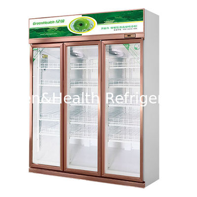 Three Glass Doors Vertical Economy Beverage Refrigeration Display Freezer