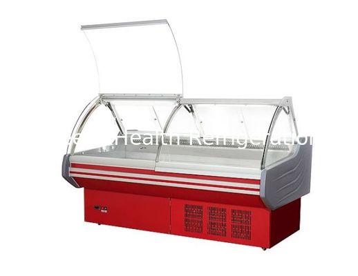 ยกประตูกระจกโค้งขึ้นแสดงตู้เย็น / ตู้โชว์เนื้อ