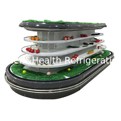 ตู้แช่เย็นแบบเปิดเชิงพาณิชย์แบบหลายชั้นพร้อมระบบละลายน้ำแข็งอัตโนมัติ ไฟ LED และประหยัดพลังงานสำหรับแสดงสินค้าในซูเปอร์มาร์เก็ต