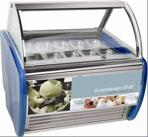 ตู้แช่แข็งไอศกรีม 10 กระทะสีน้ำเงินที่กำหนดเองสำหรับร้านค้า / ห้างสรรพสินค้า
