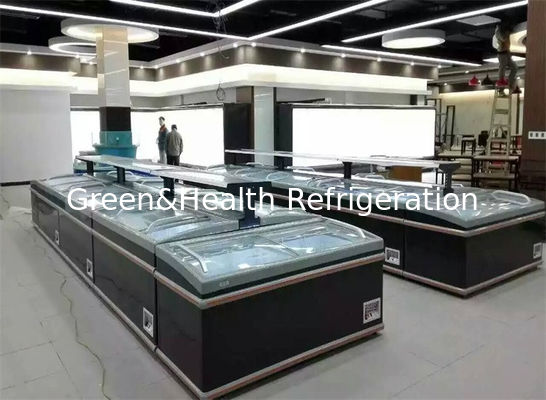 ตู้แช่จอแสดงผลเชิงพาณิชย์สีดำระบบทำความเย็นแบบคงที่ชั้นวางปรับได้