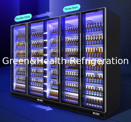 Auto Defrost ตู้แช่แข็งตั้งตรงมีล้อสำหรับเป๊ปซี่ / นม / เบียร์พร้อมประตูกระจกสำหรับ