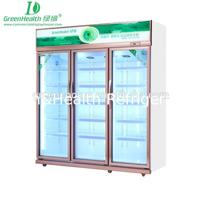 Upright Supermarket Commercial Glass Door ตู้เย็น Visicooler Showcase สำหรับ Juice