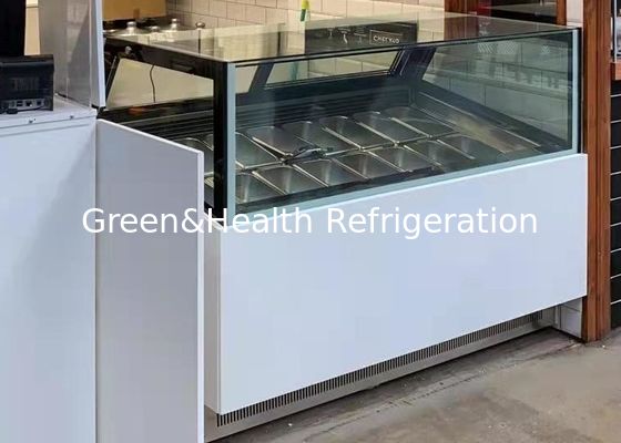 -22 องศา 16 Pan Gelato Display Scoop ตู้แช่ไอศกรีม