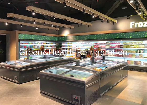 ตู้แช่แข็งอาหารแช่แข็งตู้แช่แข็งแสดงผลเชิงพาณิชย์ Combo Island Freezer