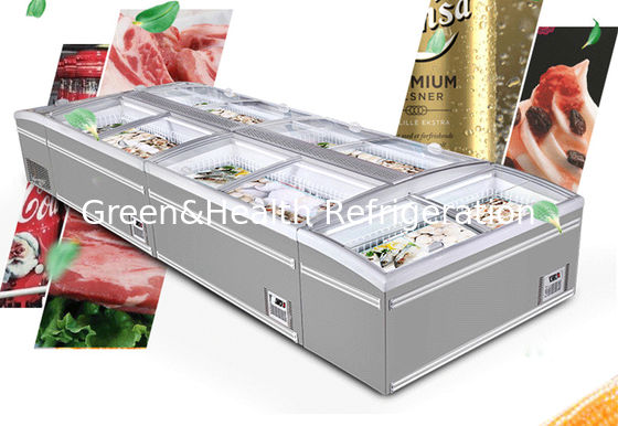 ตู้แช่แข็งตู้ซุปเปอร์มาร์เก็ตแบบเกาะรวมพร้อมประตูกระจก